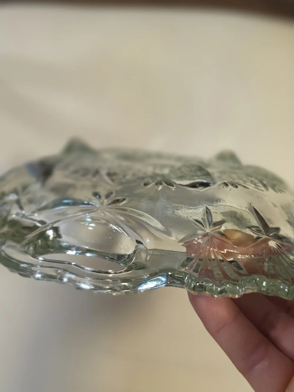 Clear Pressed Glass Serving Tray with Handles